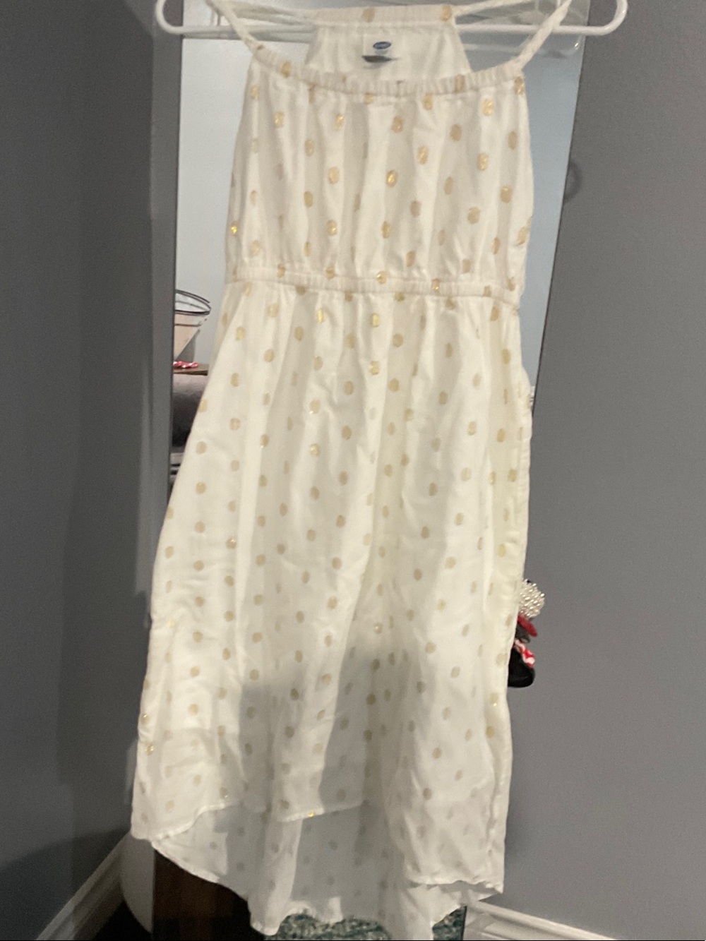 Old Navy White Dress with Gold Polka Dots